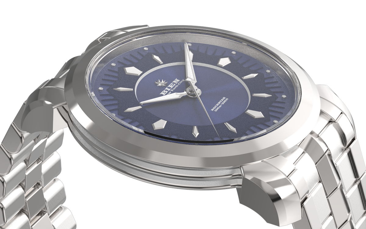 The Van Alen, Cobalt dial, on its steel bracelet